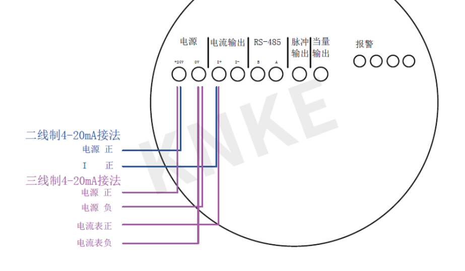 涡街流量计三线制接线方法草图